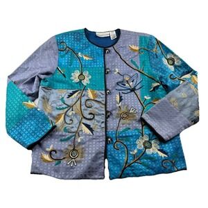 Draper's & Damon's Petites Colorful Floral Embroidered Jacket Size PM Toggle